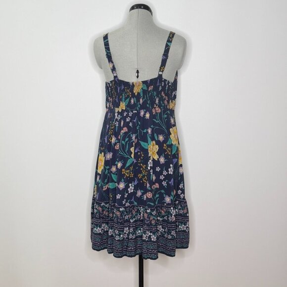 Old Navy Navy Blue Floral Sleeveless Ruffle Hem Midi Dress - Size XL - Picture 3 of 7